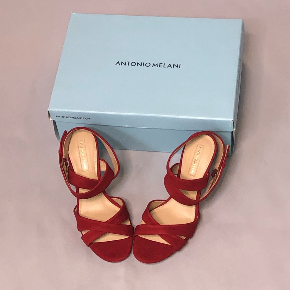 Antonio Melani Candy Red Sandals. RUN SMALL.